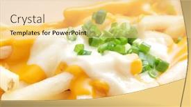  Presentation with mayonaise - PPT layouts featuring potato chips with melted cheese gravy and mayonaise background and a blonde colored foreground