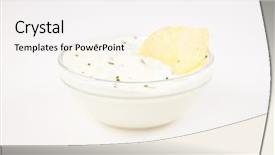  Presentation with dip - Theme with potato dips - bowl of dip with herbs background and a white colored foreground