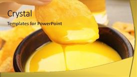  Presentation with potato chips - Beautiful PPT layouts featuring potato dips - dipping chips into bowl backdrop and a yellow colored foreground