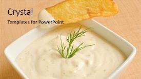  Presentation with garlic - Theme enhanced with potato dips - garlic sauce aioli background and a yellow colored foreground