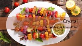  Presentation with plant factory vegetable hydroponic - Colorful presentation enhanced with potato dips - grilled vegetable skewer and sauce backdrop and a red colored foreground
