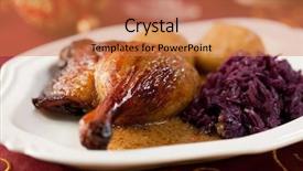  Presentation with christmas food - Slides with potato dumplings and red cabbage background and a coral colored foreground