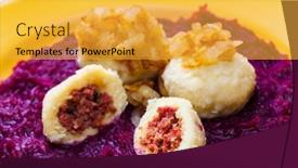  Presentation with red onion - PPT layouts with potato-dumplings-filled-with-smoked background and a yellow colored foreground