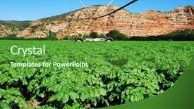  Presentation with irrigation - Colorful theme enhanced with potato field with irrigation system backdrop and a tawny brown colored foreground