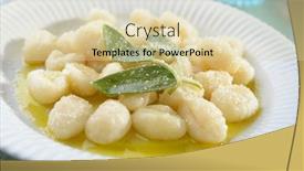  Presentation with sage - Presentation design consisting of potato gnocchi dressed with olive oil sage and parmesan cheese background and a lemonade colored foreground