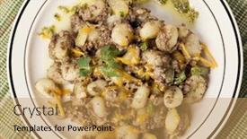  Presentation with ground beef - PPT theme consisting of potato gnocchi italian potato dumplings with ground beef green beans and cheese background and a yellow colored foreground