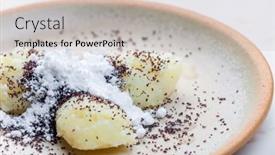  Presentation with poppy - Presentation theme consisting of potato-gnocchi-with-poppy-seeds background and a soft green colored foreground
