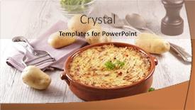  Presentation with potato - Beautiful presentation design featuring potato-gratin-mashed-potato backdrop and a soft green colored foreground