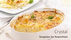  Presentation with potato - PPT layouts featuring potato gratin with cream and cheese background and a lemonade colored foreground