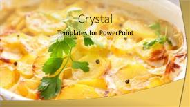  Presentation with cream - Beautiful theme featuring potato-gratin-with-cream backdrop and a yellow colored foreground