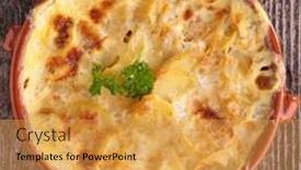  Presentation with sweet potato crop - Audience pleasing PPT layouts consisting of potato-gratin backdrop and a yellow colored foreground