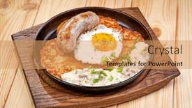  Presentation with pancake - Slide set consisting of potato-pancake-with-egg background and a coral colored foreground
