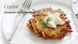  Presentation with pancake - PPT layouts enhanced with potato pancake with sour cream background and a light gray colored foreground