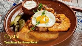  Presentation with bacon - Theme having potato-pancakes-with-fried-egg background and a  colored foreground