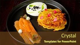  Presentation with potato - Theme having potato-pancakes-with-salmon background and a tawny brown colored foreground