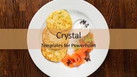  Presentation with sour sop fruit - Colorful presentation design enhanced with potato pancakes with smoked salmon backdrop and a yellow colored foreground