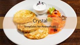  Presentation with salmon - Cool new PPT theme with potato pancakes with smoked salmon backdrop and a yellow colored foreground