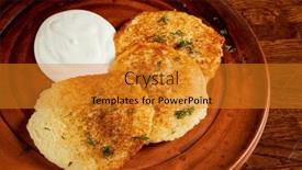  Presentation with potato - Presentation theme consisting of potato-pancakes-with-sour-cream background and a gold colored foreground