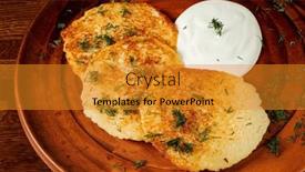  Presentation with potato - Presentation theme having potato-pancakes-with-sour-cream background and a gold colored foreground