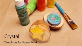  Presentation with potato - Cool new PPT layouts with potato stamps backdrop and a coral colored foreground