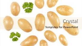  Presentation with top view - Beautiful presentation design featuring potatoes-and-parsley-isolated-over backdrop and a blonde colored foreground