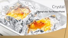  Presentation with aluminium - Presentation theme consisting of potatoes-baked-with-cheese background and a white colored foreground