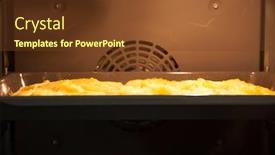  Presentation with baking - Colorful slides enhanced with potatoes-baking-in-toaster-oven backdrop and a tawny brown colored foreground