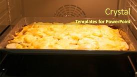  Presentation with baking - Theme consisting of potatoes-baking-in-toaster-oven background and a tawny brown colored foreground