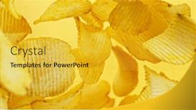  Presentation with food chips - Slide set having potatoes-chips-flying-up background and a yellow colored foreground