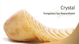  Presentation with cut - PPT theme featuring potatoes cut into thin slices background and a white colored foreground