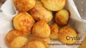  Presentation with kitchen towel - Presentation theme enhanced with potatoes draining on kitchen paper background and a gold colored foreground