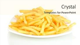  Presentation with white marble plate marble - Audience pleasing presentation theme consisting of potatoes fries in the plate backdrop and a blonde colored foreground