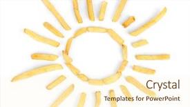  Presentation with french fries - PPT layouts consisting of potatoes fries isolated on white background and a cream colored foreground