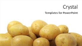  Presentation with ripe golden potato on white - PPT layouts consisting of oat flakes of delicious on a wood background background and a violet colored foreground