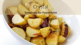  Presentation with red onion - Beautiful PPT theme featuring potatoes-roasted-with-rosemary-garlic backdrop and a yellow colored foreground