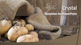 Presentation with spilling - PPT theme enhanced with potatoes spilling from a sack background and a violet colored foreground