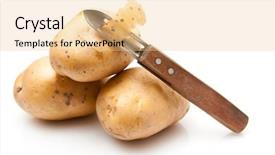  Presentation with orange peel isolated - Theme featuring potatoes with a potato peeler background and a lemonade colored foreground