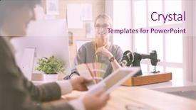  Presentation with potential - Slide set featuring potensial - female dressmaker is communicating background and a pink colored foreground