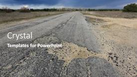  Presentation with old fashioned country kitchen - Slide set consisting of potholes-on-an-old-asphalt background and a gray colored foreground