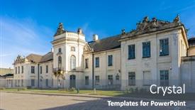  Presentation with family - Colorful PPT layouts enhanced with potocki-family-palace-radzyn-podlaski backdrop and a gray colored foreground