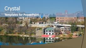  Presentation with united states - Presentation design having potomac river and georgetown skyline background and a teal colored foreground