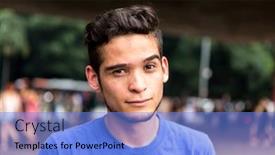  Presentation with avenue - Colorful PPT theme enhanced with potrait of brazilian gay man backdrop and a light blue colored foreground