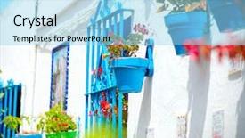  Presentation with flower pots - Presentation theme enhanced with pots in facades at spain background and a arctic colored foreground
