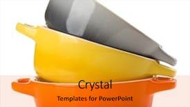  Presentation with ceramic - Presentation theme featuring pots pans - ceramic pot soup tureen isolated background and a gold colored foreground