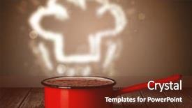  Presentation with cooking chef - Colorful PPT theme enhanced with pots pans - chef hat coming backdrop and a tawny brown colored foreground