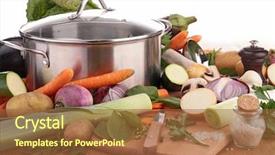  Presentation with hydroponics vegetables hydroponic vegetable - PPT layouts with pots pans - pan with vegetables background and a red colored foreground