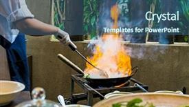  Presentation with hire teamwork join - Slide set featuring pots pans - pot with hire background and a  colored foreground