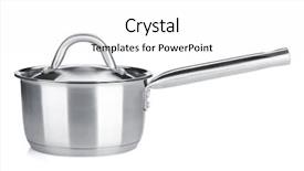  Presentation with stainless steel abstract - PPT theme featuring pots pans - stainless steel pot isolated background and a white colored foreground