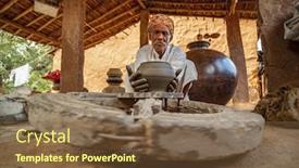  Presentation with ceramic - Slide set consisting of potter-at-work-makes-ceramic background and a tawny brown colored foreground