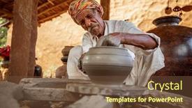  Presentation with ceramic - Beautiful slide deck featuring potter-at-work-makes-ceramic backdrop and a tawny brown colored foreground